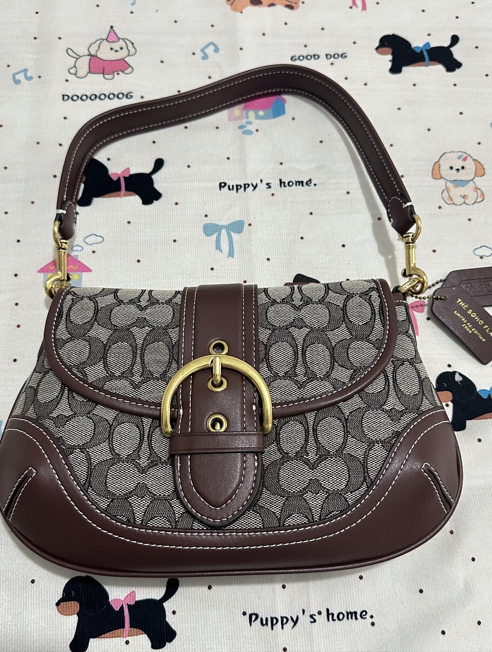 Coach Classic C-Pattern Monogram Leather Two-Tone Shoulder Bag